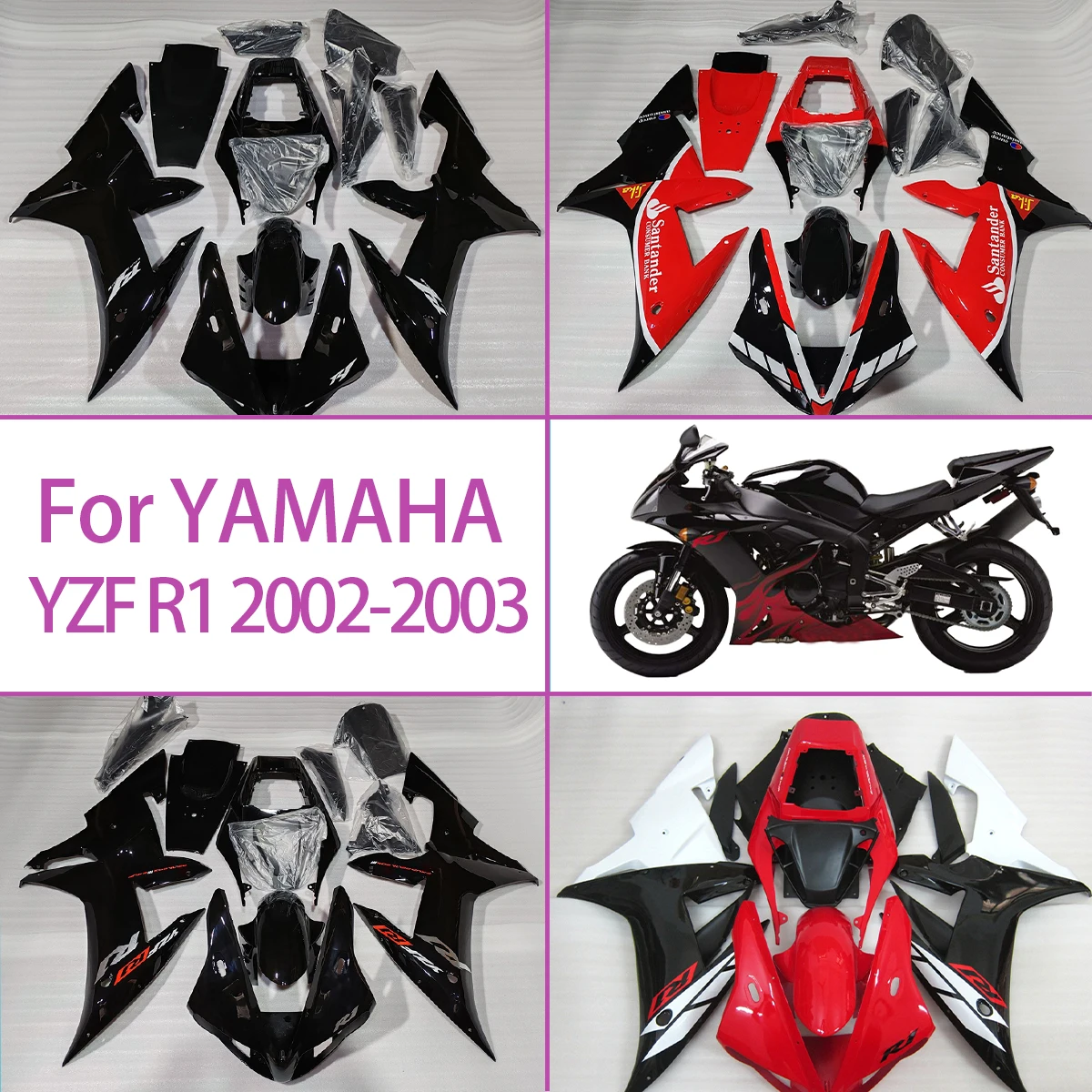 

2002 2003 YZF R1 Premium Quality Custom Motorcycle Fairings Hot Red Black For 02 03 Yamaha YZF R1 Full ABS Fairing Kit