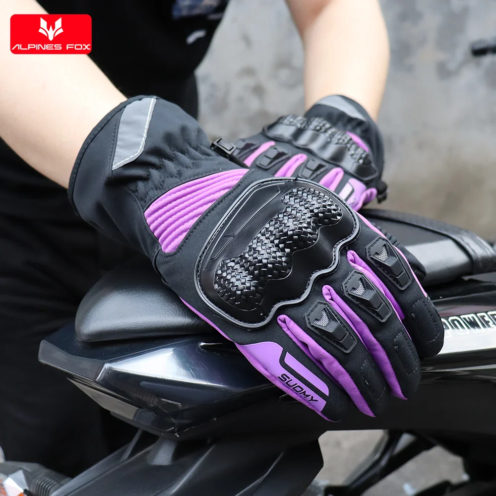 

Зимние женские мотоциклетные перчатки ветрозащитные водонепроницаемые Guantes Moto Lady фиолетовые перчатки для езды на мотоцикле сенсорный экран мотокросс Luvas