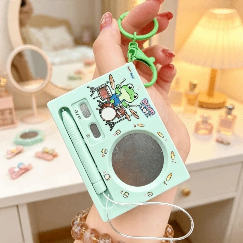 Recording Function Electronic Drum Keychain Mini Size Portable Electronic Piano Drum Keychain Playable Cute Music Keychain