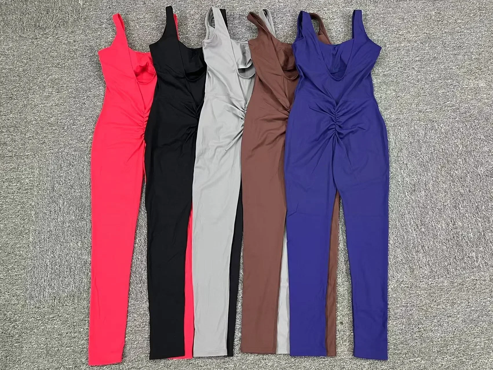 Sexy sem costas bodycon scrunch macacões mulher roupas esportivas uma peça ginásio salto terno yoga wear feminino macacão de fitness esporte outfit