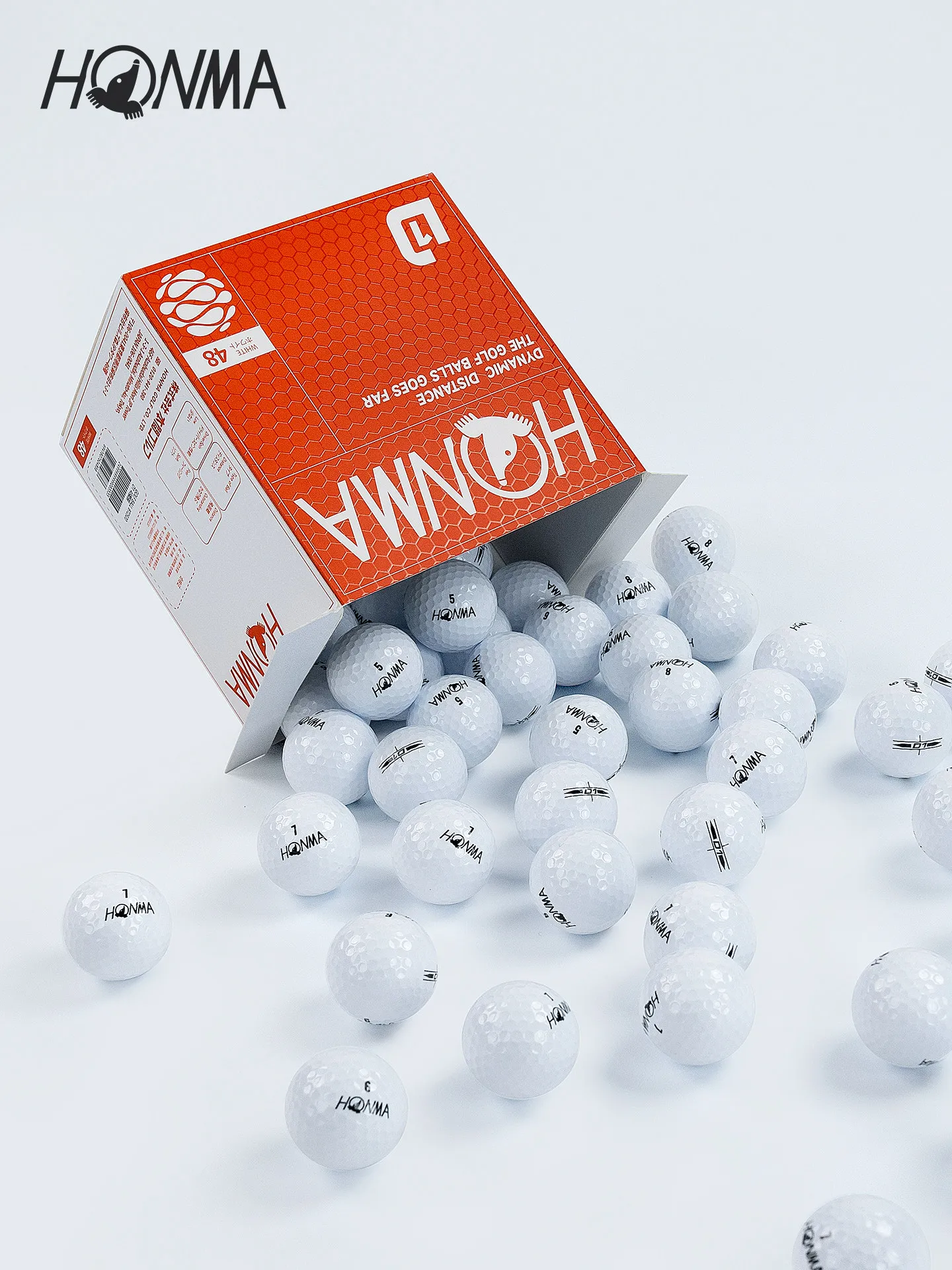 balles-de-golf-honma-d1-lot-de-48-pieces-balles-de-golf-2-pieces-longue-distance-faible-spin-balles-d'entrainement-fournitures-de-golf-de-qualite-superieure