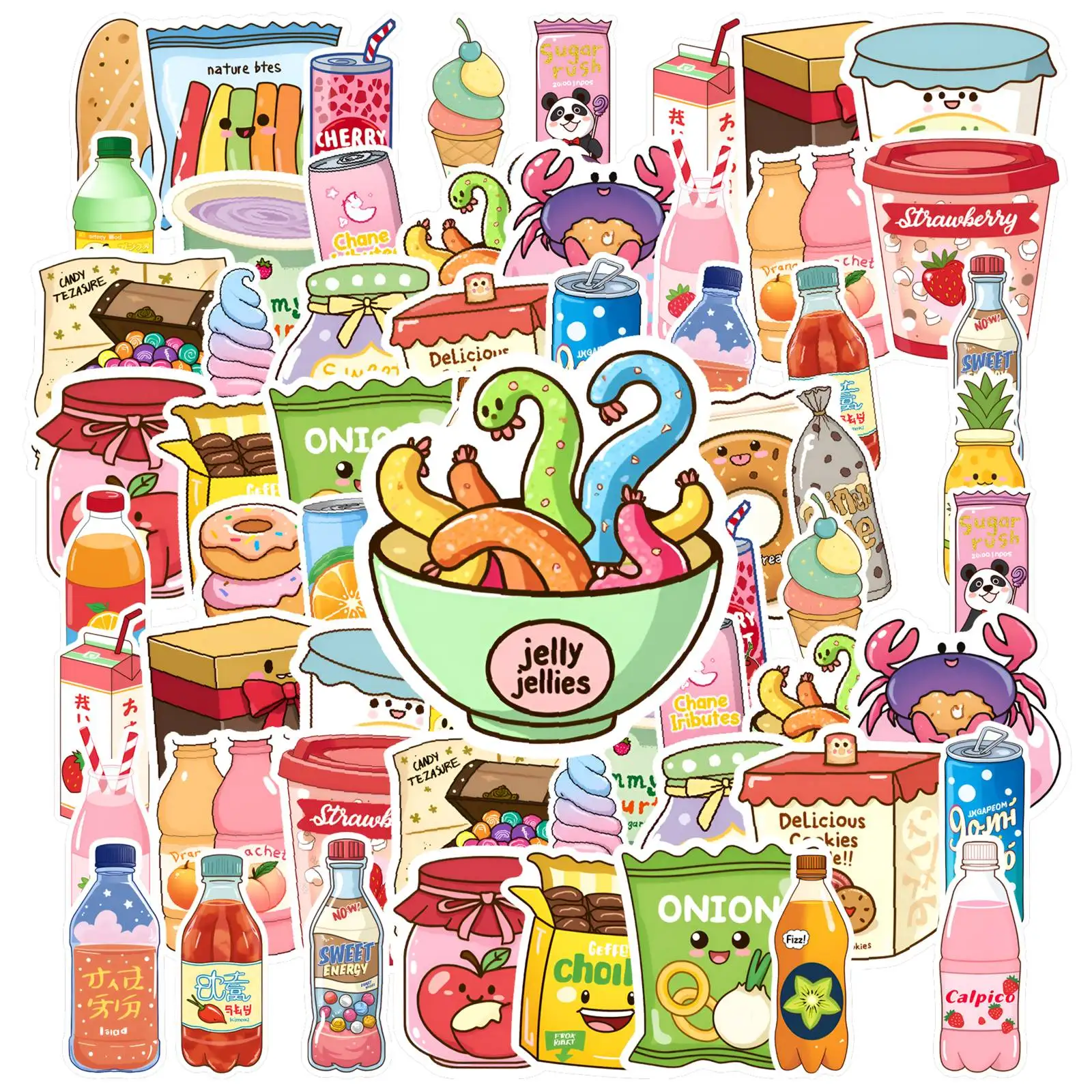 

35pcs-50pcs Cartoon Desserts Stickers Playful Food DIY Stickers Stationery Stickers For Laptop Motorcycle Luggage Phone Guitar