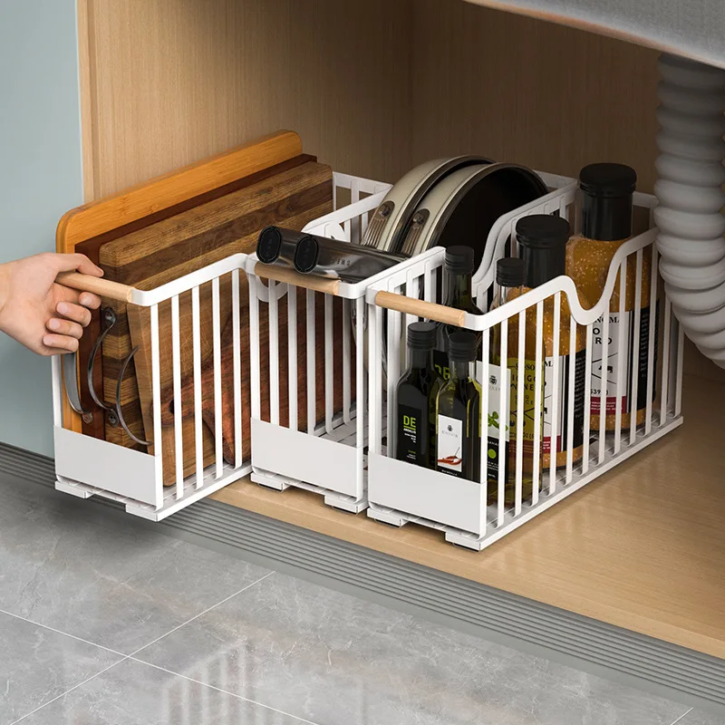 

Kitchen Under Sink Sliding Spice Storage Shelf Household Narrow Steel Cabinet Organizers Pull-out Rack for Bathroom Accessories