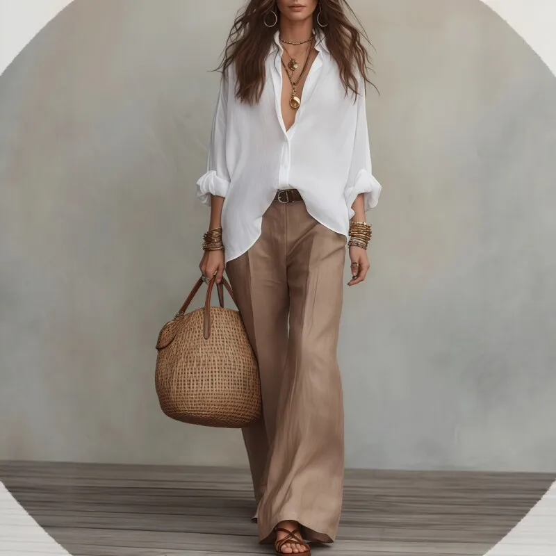 2026 Cotton Spring Summer Versatile Lazy Casual Shirt Women's Fashionable Solid Color Loose Shirt Cardigan Shirt