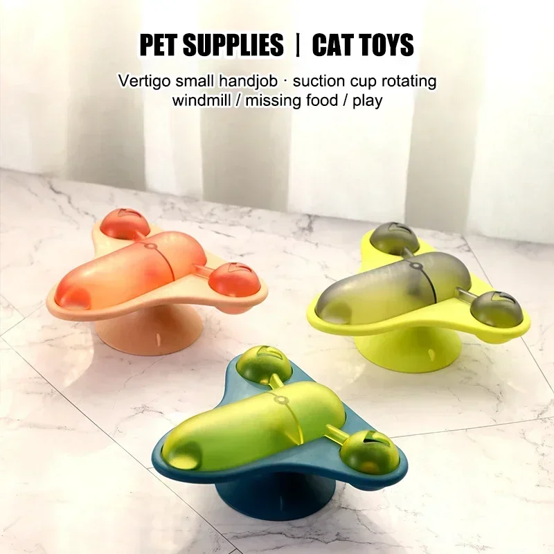 Rotating Flying Chair Cat Teaser Toy Vertigo Small Aircraft Food Leakage Cat Toy Kitten Toys Interactive Pet Supplies