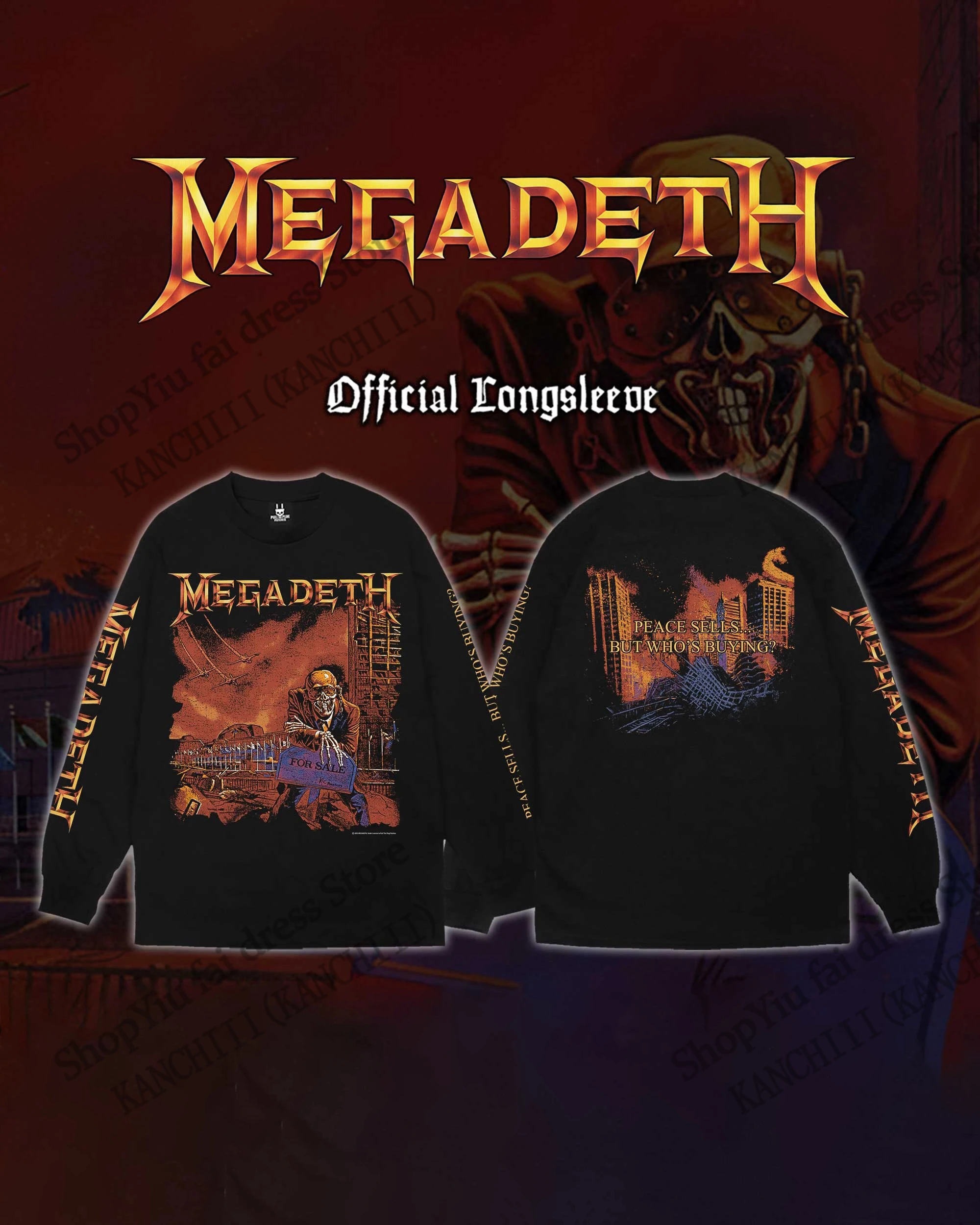 Camiseta con Estampado 3D de la Banda de Heavy Metal Rock Megadeth, Moda para Hombres y Mujeres, Estilo Hip Hop, Manga Larga, Ropa Masculina, Talla Grande, para Exteriores