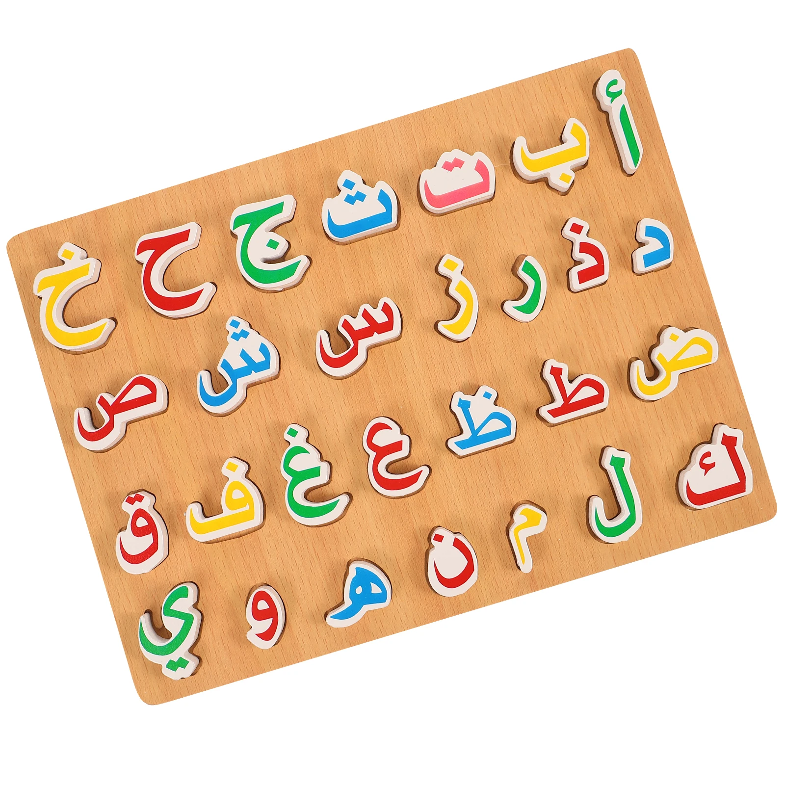 1 ensemble de jeu d'apprentissage en bois de l'alphabet arabe, développement de la Coordination œil-main, jeu éducatif assorti