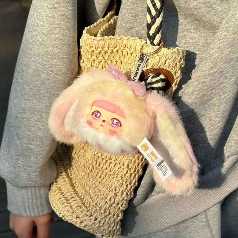 

KITTEN Candy Bean Color Rabbit Series ABS Plush Blind Box Eye Movement Backpack Charm Rabbit Ear Doll Surprise Birthday Gift Toy