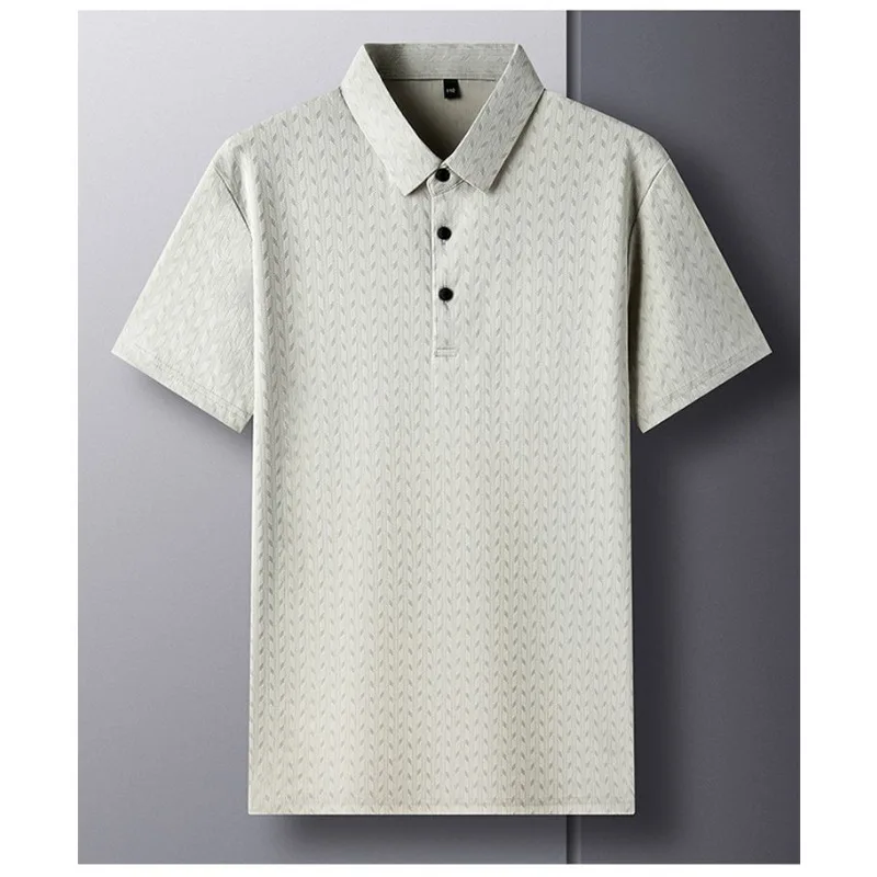 Men's Green Geometric Textured Polo Shirt with Cooling, Anti-UV and Antibacterial Features