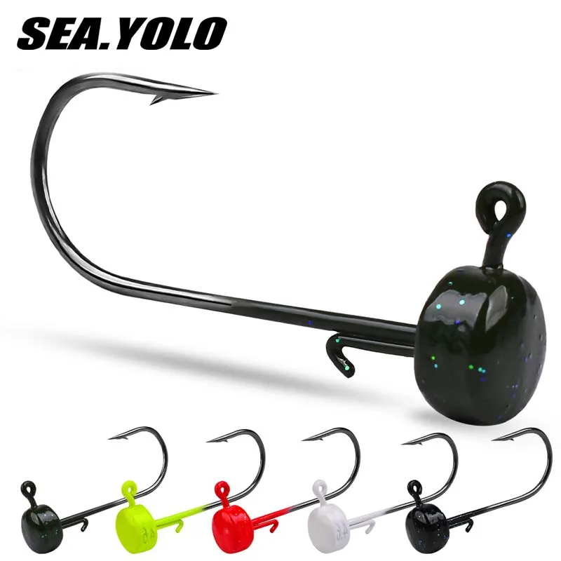 

Sea.Yolo 5pcs/pack 2.8g/3.5g/4.6g/7g Soft Insect Fish Head Hook Fishing Hook Barbed Hook Jig Lead Head Hook Ocean Fishing