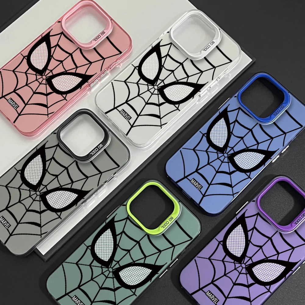 Fashion S-Spider-Man Phone Case For iPhone 12 11 13 14 15 16 Max Pro Plus Laser Cover