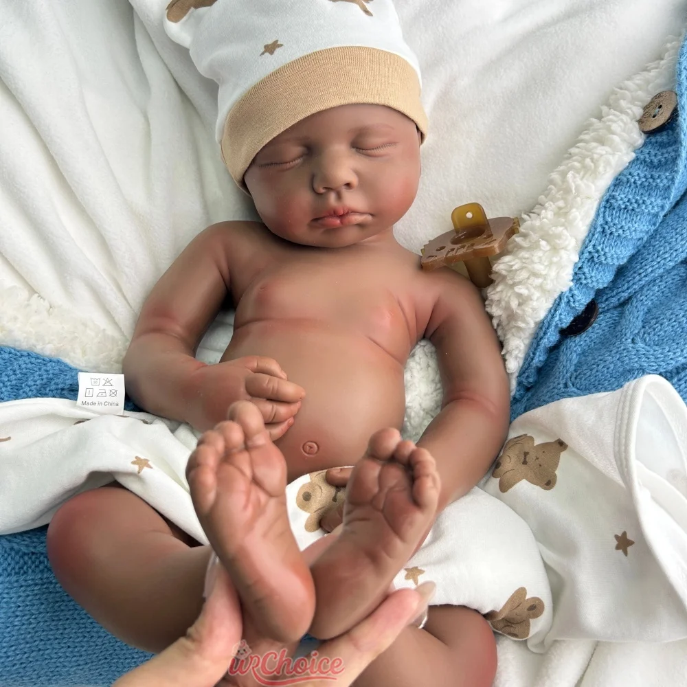 20 inch donkere huid Loulou realistische siliconen herboren baby meisje/jongen handgemaakte zachte levensechte waterdichte pop voor filmscènes kinderen speelgoed