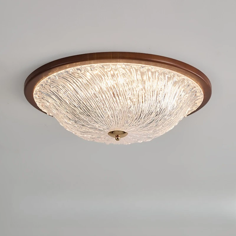Bedroom Designer's Ice Cracked Acrylic Ceiling Lights Master Bedroom Wooden Wind Full Spectrum Eye Protection LED Ceiling Lamps