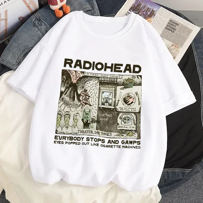 T Shirt Women Fashio Radiohead Print T-shirts Hip Hop Tops Arctic Monkeys Summer Tees Tops Rock Boy Camisetasn Hombre