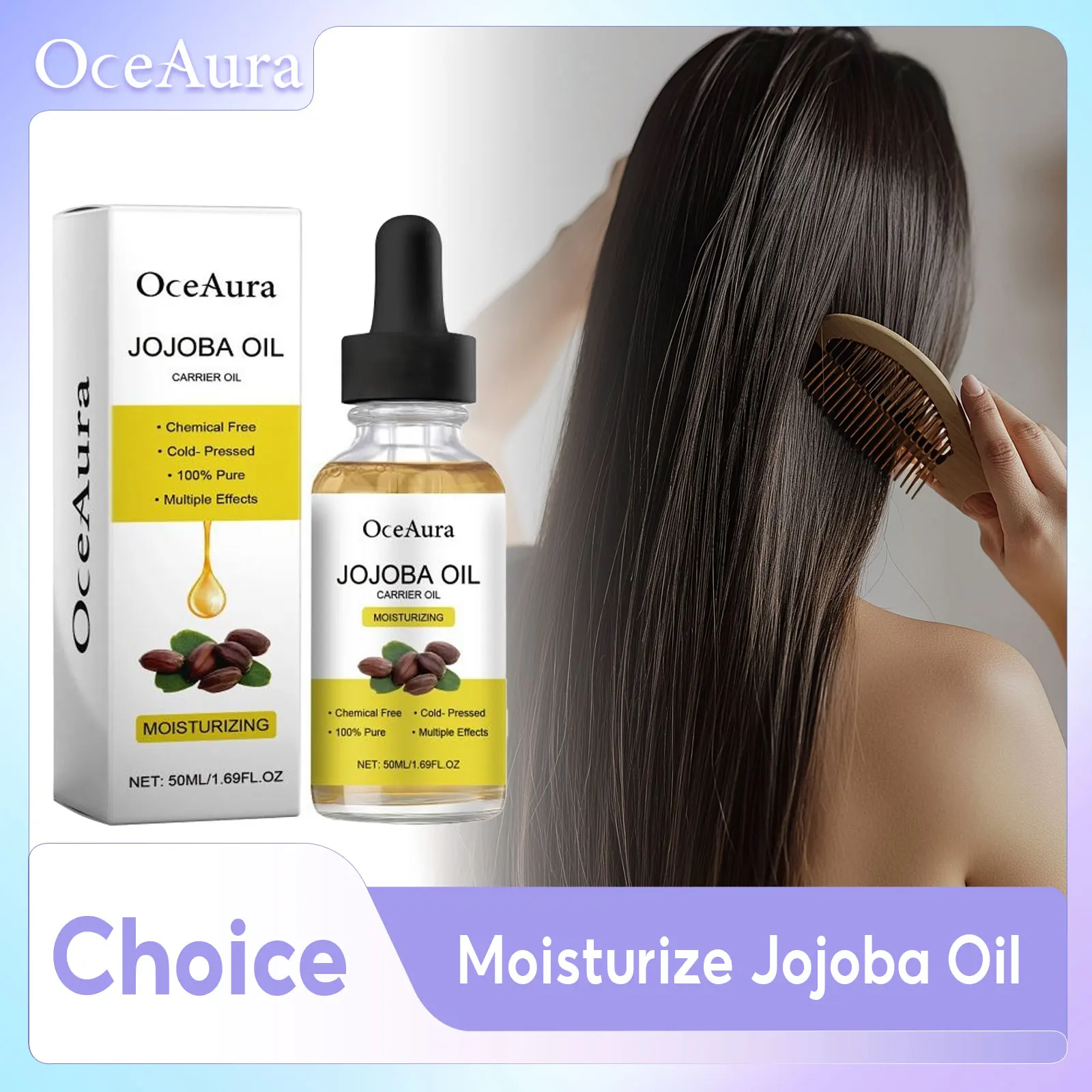 

Natural Jojoba Oil For Repair Damaged Hair Smoothing Serum Anti Frizz Reduce Split Ends Breakage Root Enhancement Essential Oil