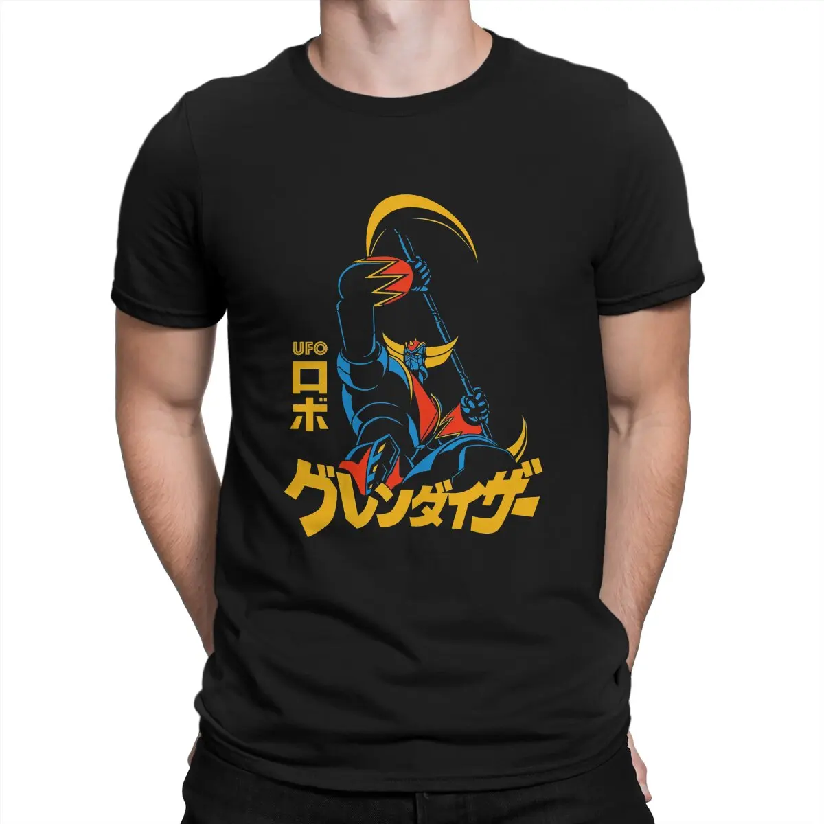 Anime UFO Robot Grendizer Actarus Halberd Tshirt Homme Men's Tees Blusas Cotton T Shirt For Men