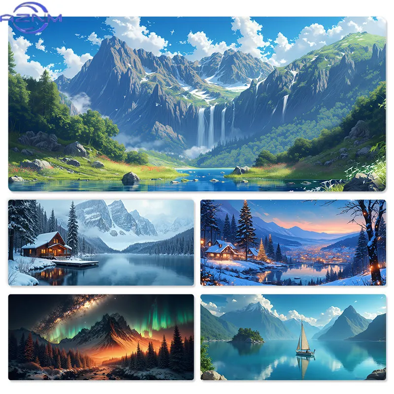Healing Style Landscape Mouse Pad Large Snow Mountain Landscape Computer Desk Mat Small Fresh E-sports Game Keyboard Mousepad