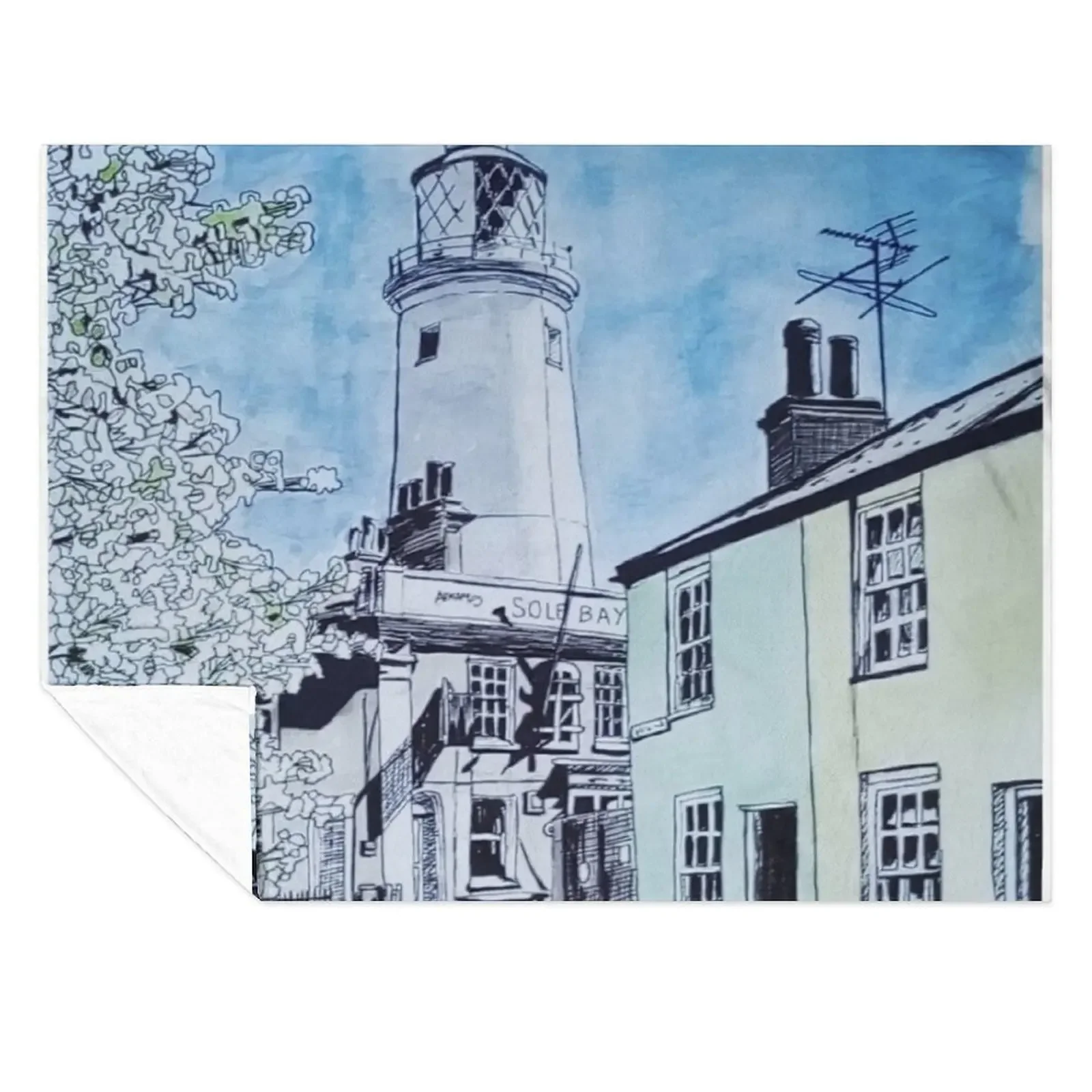 

Southwold Lighthouse Watercolour Painting Throw Blanket Loose Flannel Bed Fashionable Sleeping Bag Blankets