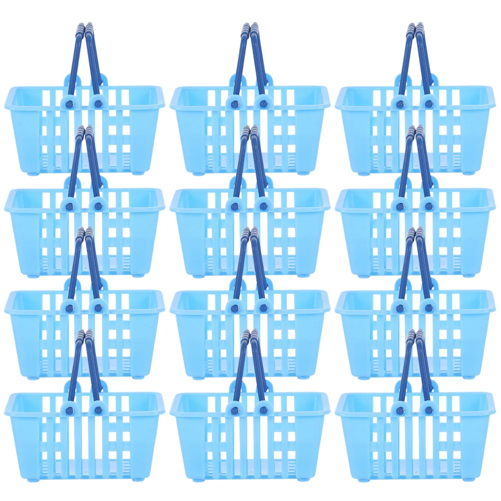 Cestino della spesa per bambini Giocattolo 12 pezzi Set di giochi di finzione in plastica in miniatura Mini cestino per mobili per case delle bambole per giochi di ruolo del supermercato