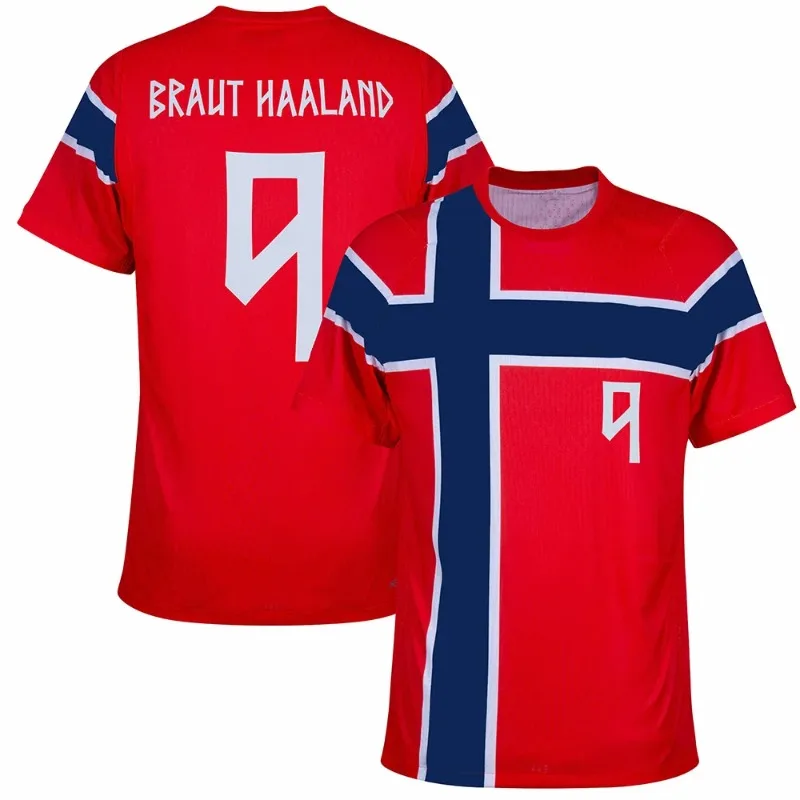 Nuevo Haaland Verano 2026 # Camiseta de Fútbol de Noruega 9, Unisex, Transpirable, con Estampado 3D, Uniforme Deportivo de Entrenamiento para Hombre y Mujer