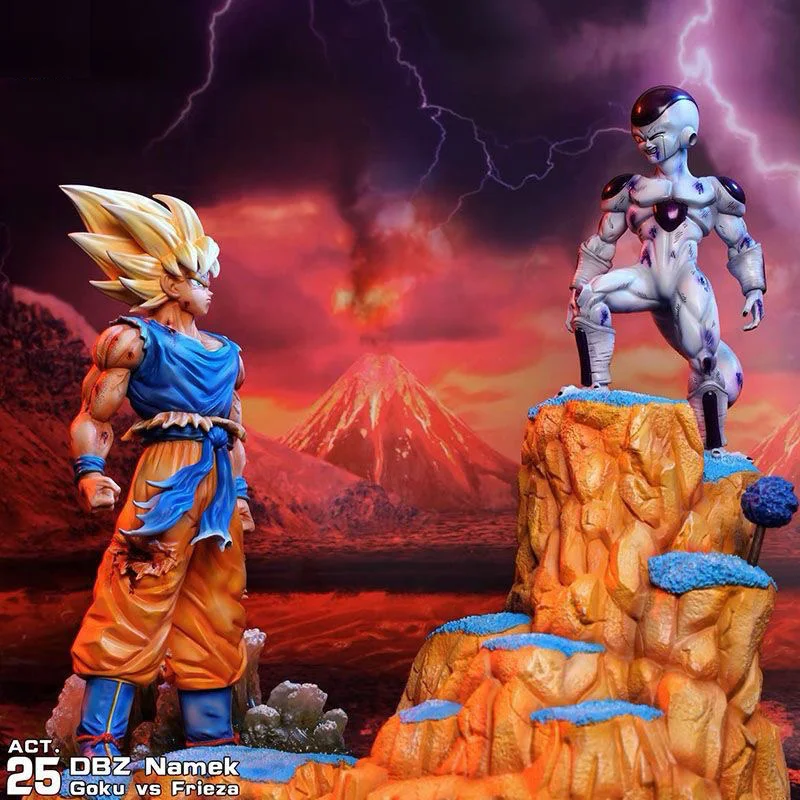 

31cm Dragon ball Action Figures Super Saiyan Goku Vs Frieza Battle Extra Anime Figure Large Pvc Model Decor New Creative Gifts