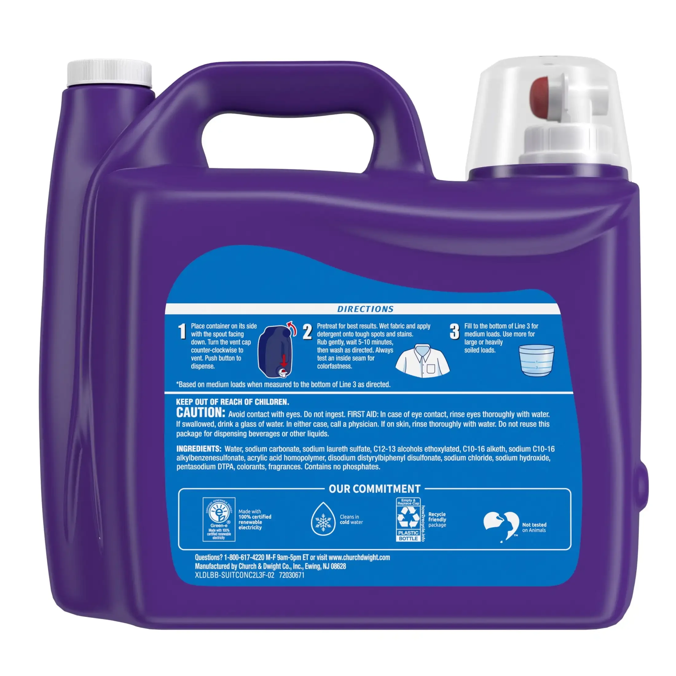 Detergente líquido para roupas com 172 cargas, 206,4 fl oz