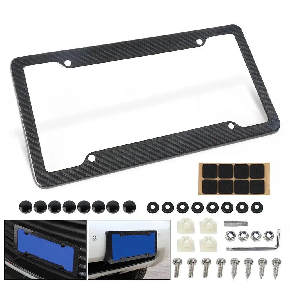 

Car Carbon Fiber License Plate Frame Modified European And American New Traffic Regulations License Plate Car Gadgets