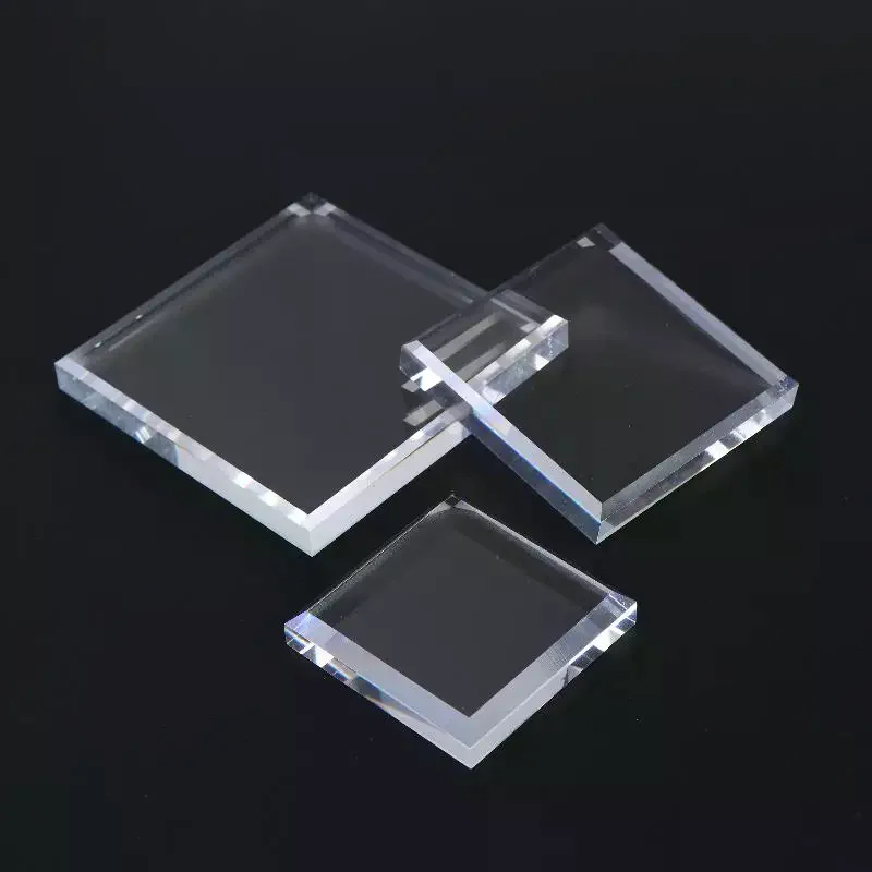 Transparent Square Cube Crystal Glass Base Craft Earrings Rings Necklace Jewelry Display Stand Home Decor Ornaments
