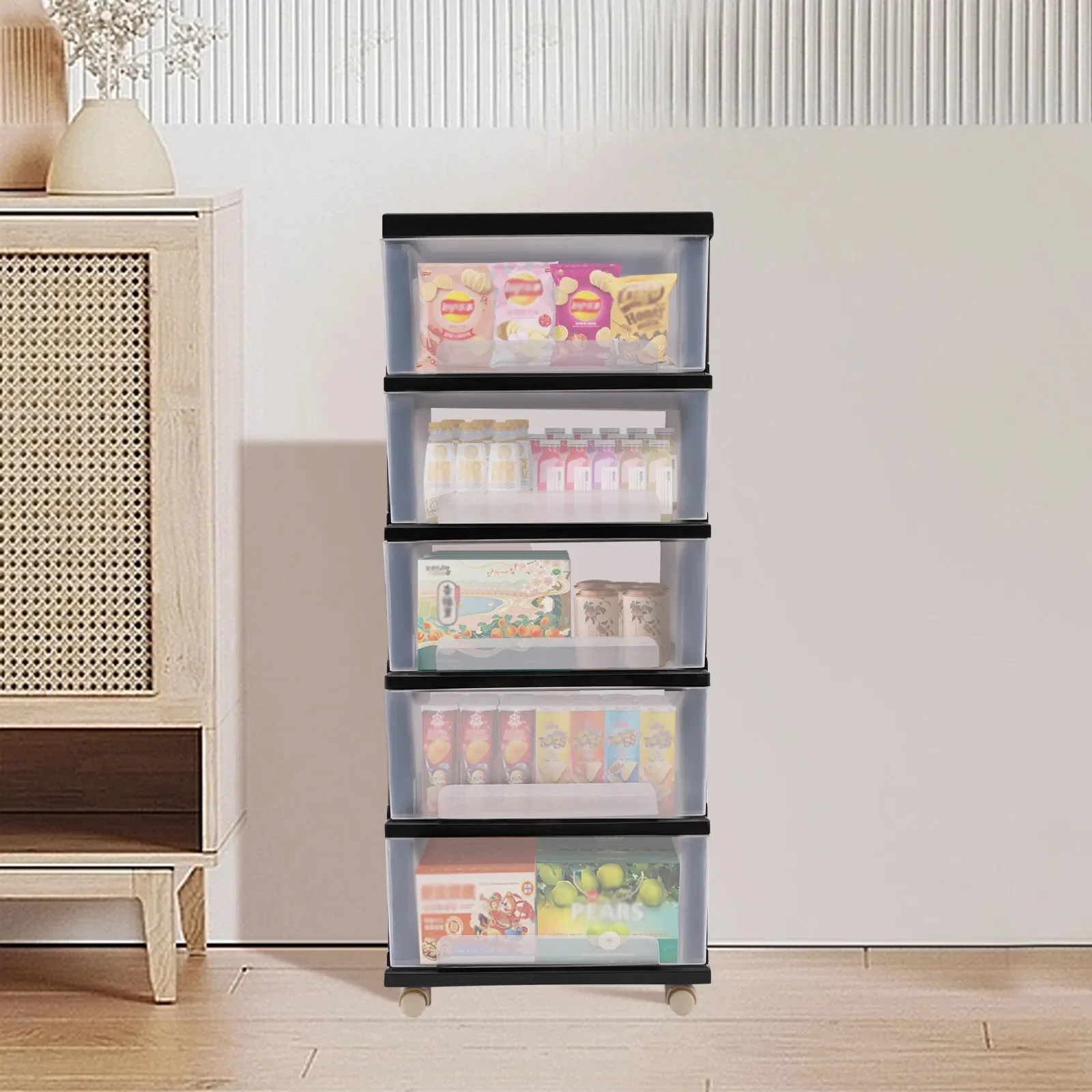 

Fabric Dresser W/5 Drawer Storage Chest Tower Cabinet Organizer Unit for Bedroom