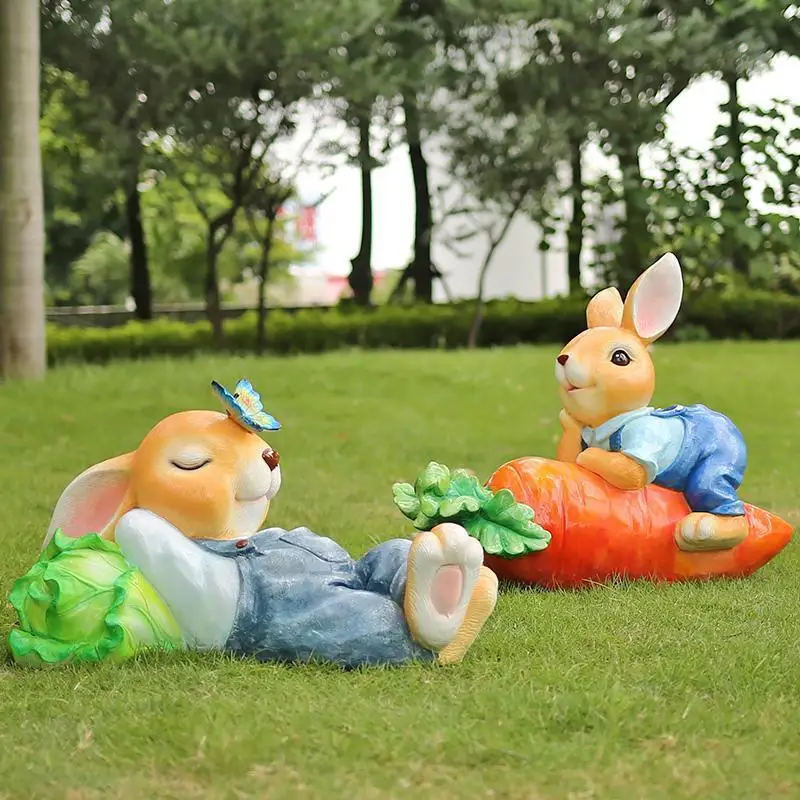 Simulation Rabbit Sculpture Display FRP Cartoon Doll Model The Mall Outdoor Animal Lawn Garden Kindergarten Animal Sculpture