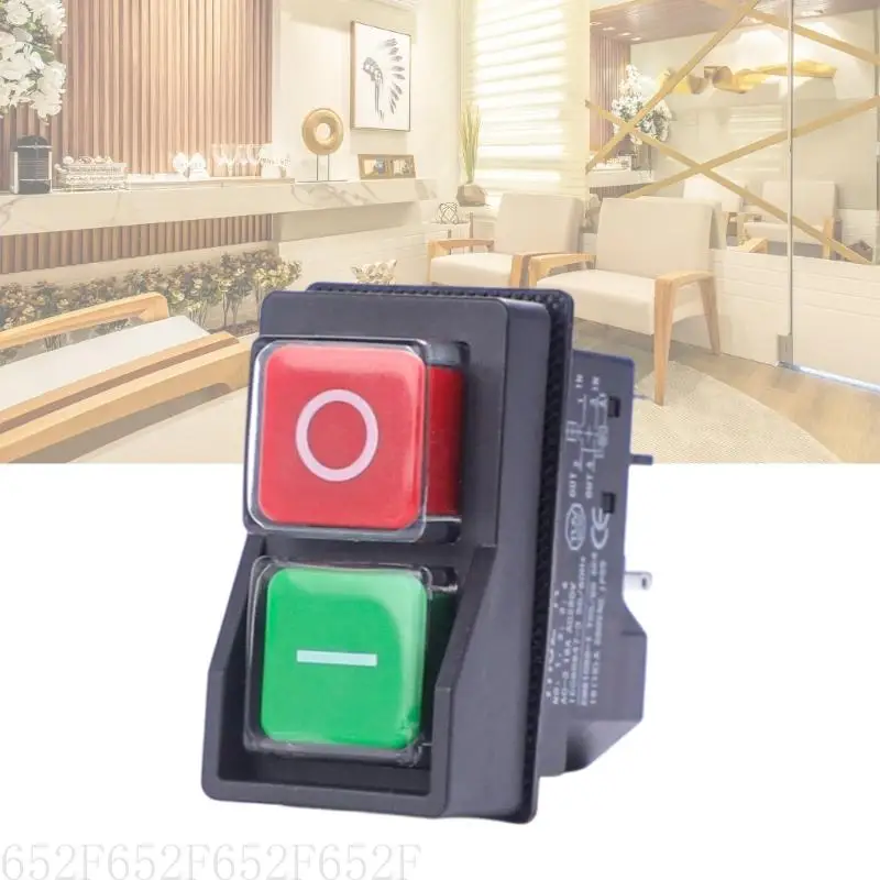 

652F Waterproof Electromagnetic Push Button Switches 4/5Pin Starter Safety Switches for Electric Power Tool, Garden Tool