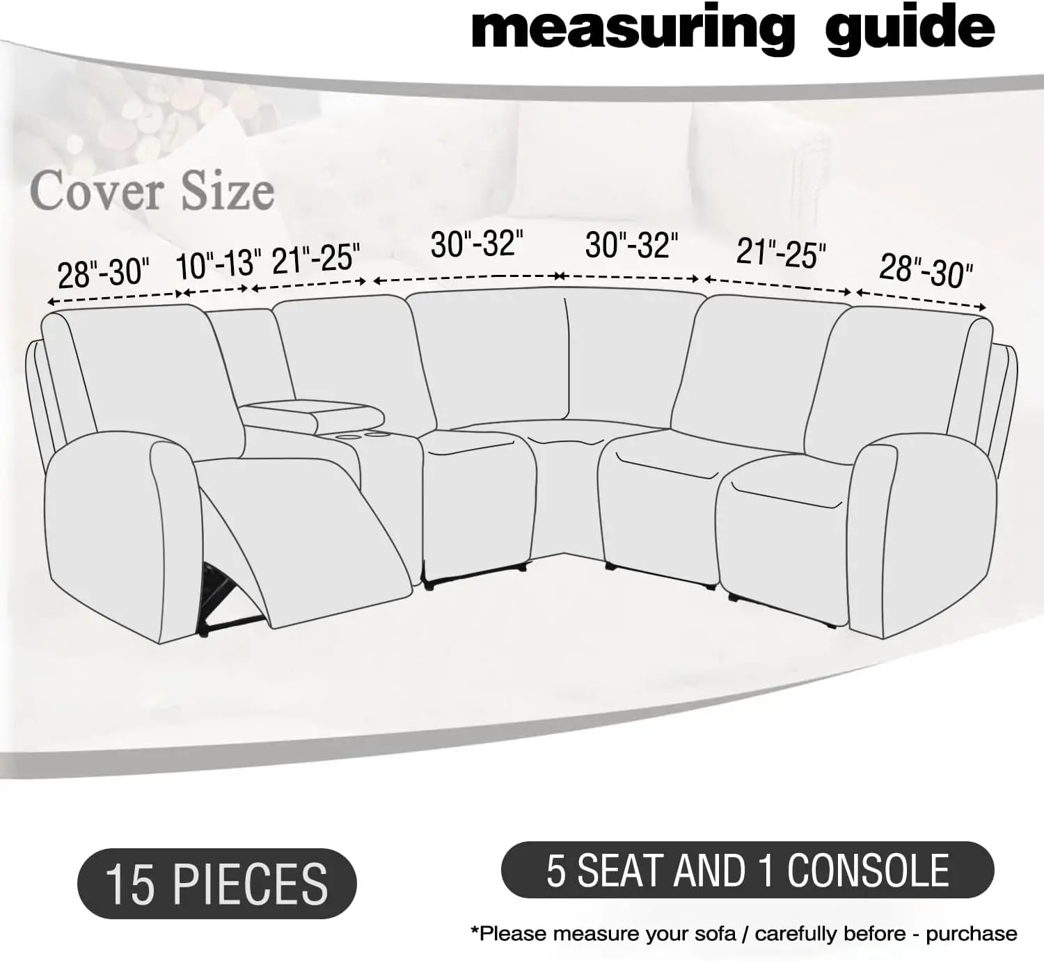 Housse de canapé sectionnelle inclinable et imperméable, extensible, en forme de L, lavable, protection pour chien de compagnie, 5 places, 1 Console, Beige