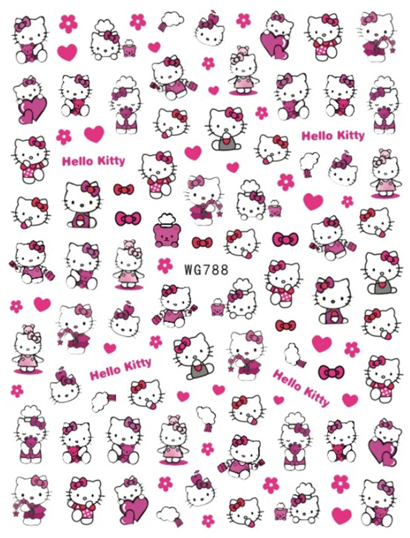 1PCS Cartoon Hello Kitty Nail Stickers 3D Sanrio Nail Art Decoration Anime Stickers For Nails Cute Kuromi Press On Nails Sticker