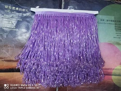 15 cm Purple Crystal Beads Tassels Fringe Trimming For DIY Latin Dance Clothing Dress Haute Couture Dance Costume Trim 1 yard