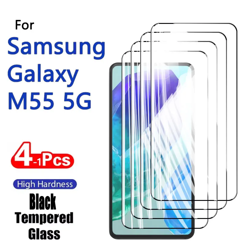 1-4PCS Screen Protector For Galaxy M55 5G Samsung Tempered Glass Crystal 9H High Aluminum Anti Scratch Case Friendly Fingerprint