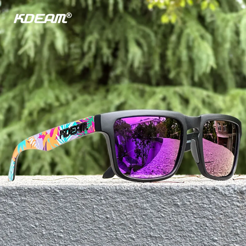 KDEAM Unisex Quadratische Sonnenbrille Polarisierter Blitz Mit Stilvoller Verspiegelter Rosa Sonnenbrille Neue Farben KD332 7