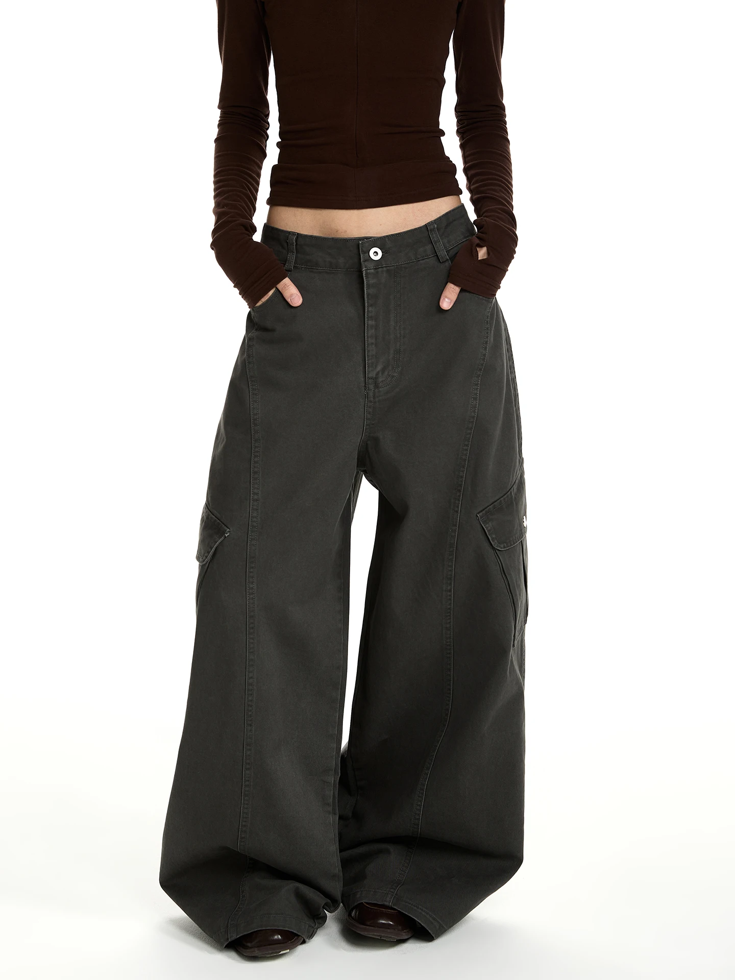 

Брюки PUEE Deconstructed Tailoring Design Large ket: повседневные, свободные, широкие, с эффектом похудения, универсальные, удобные, хлопковые, рабочие.