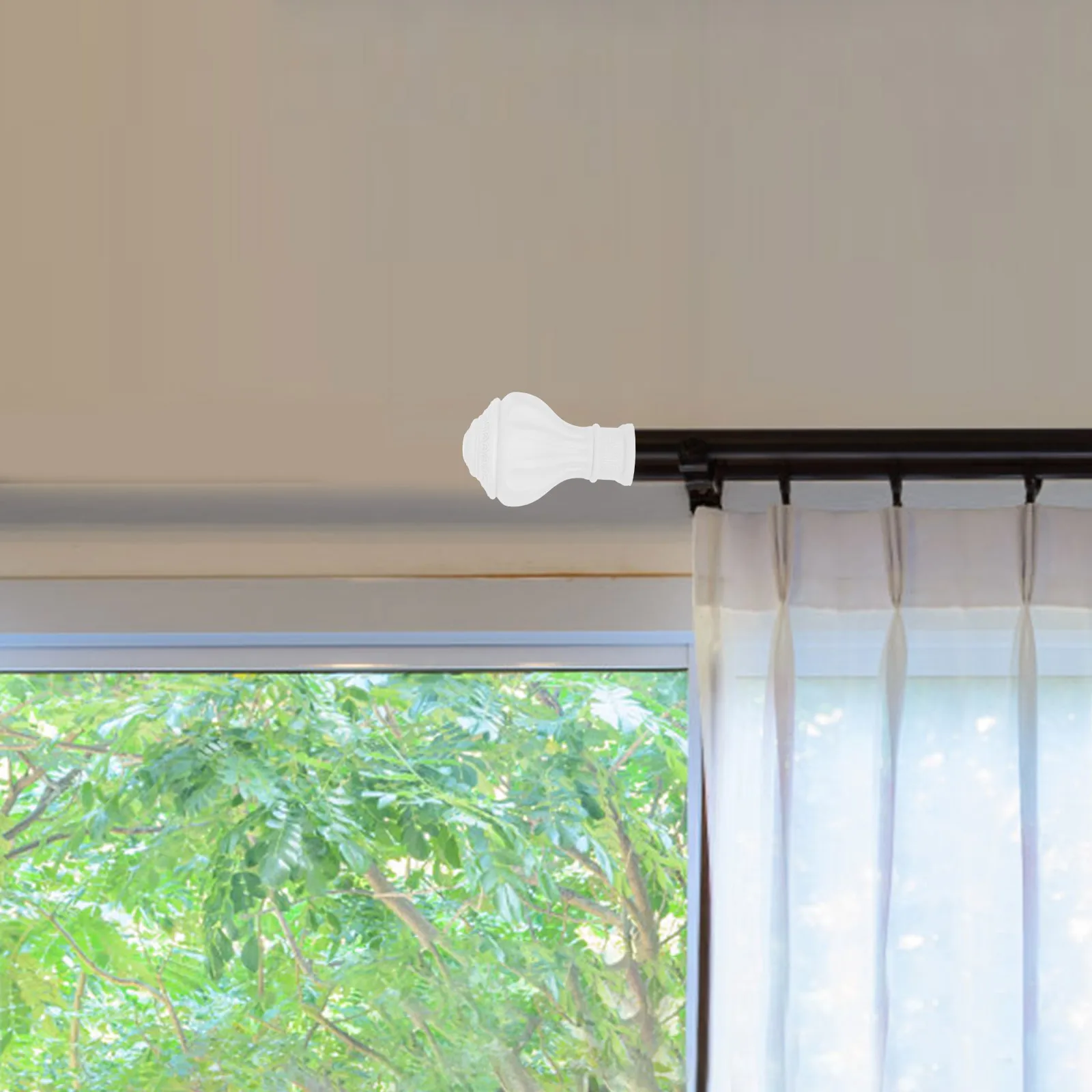 

6 Pcs Curtain Rod Decoration Heads Durable Blow Molding Easy Installation Living Room Roman Rod End Caps Finials Hardware