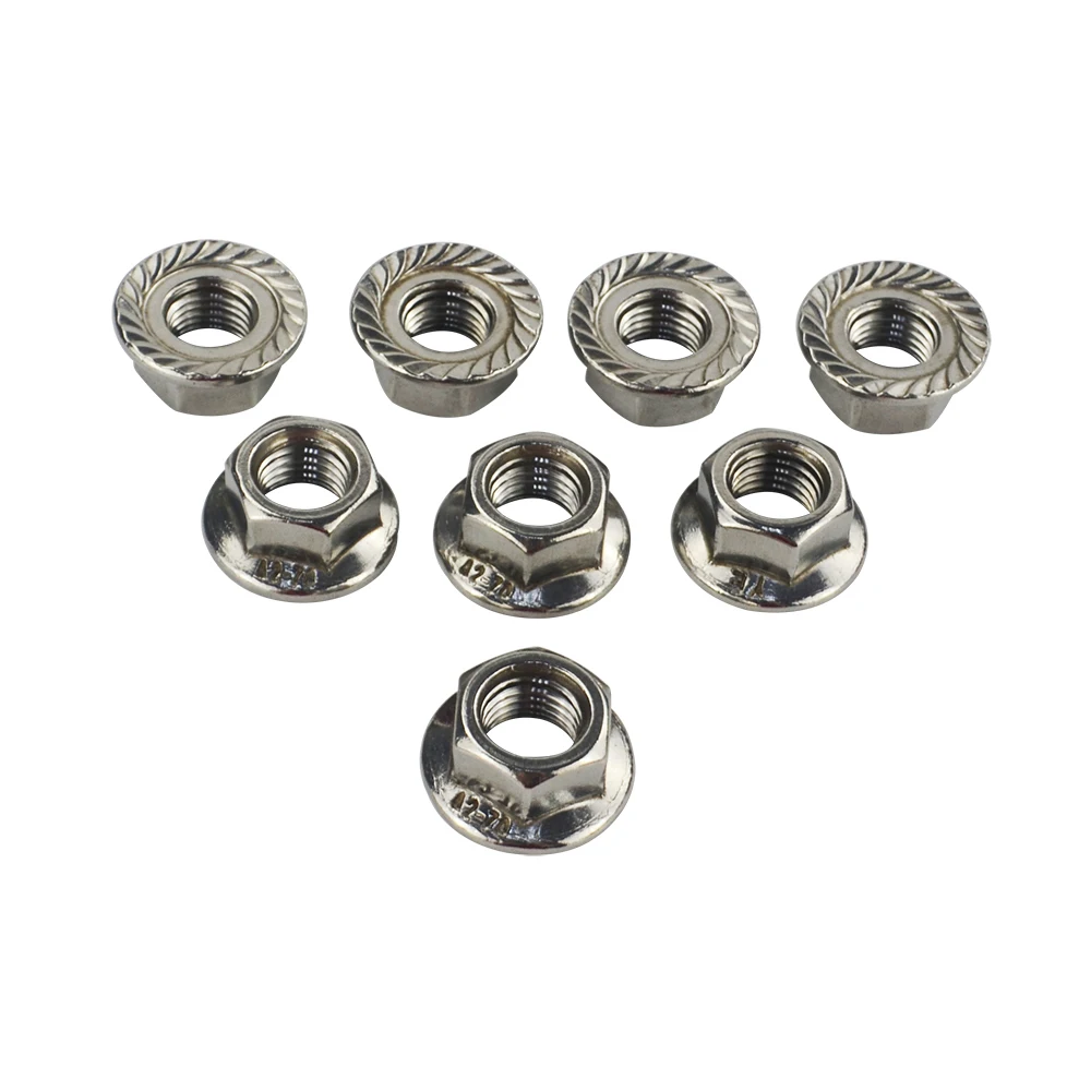 VR - 8 pcs 10mm Stainless Steel Exhaust Studs & Serrated Nuts M10x1.25 Stud Conversion Tall Lug Bolts SCREW ADAPTER kit