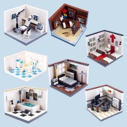 MOC City Wedding Church Hospital Figures Scene Building Blocks Office Painting Bedroom Bathroom Accessory Bricks Kids Toys Gifts