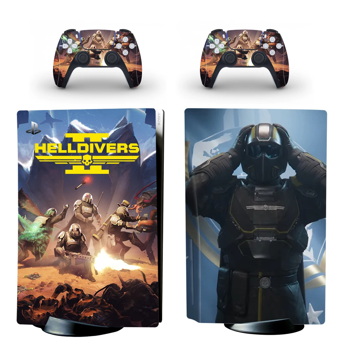 ゲームhelldiver2 ps5ディスクスキンステッカー、コンソールコントローラー用デカールカバー