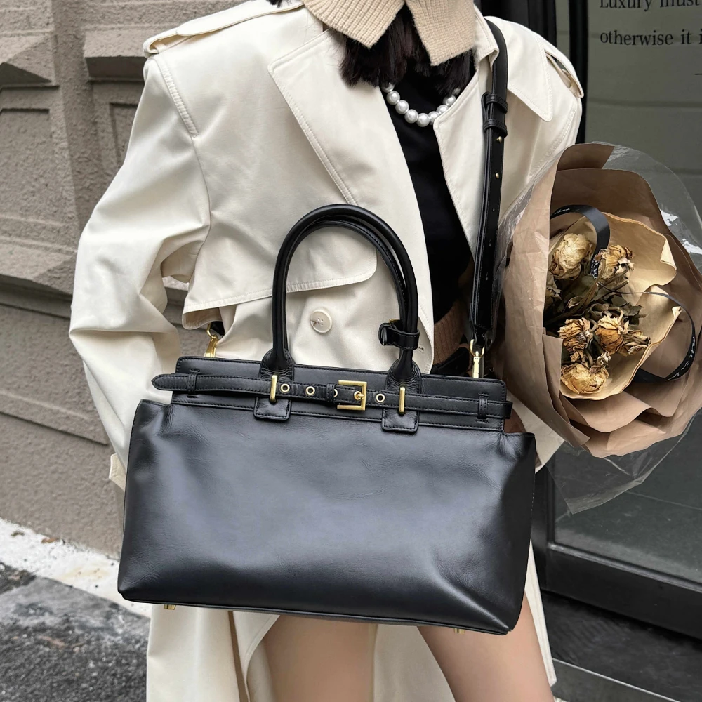 Retro Genuine Leather Crossbody Shoulder Satchel Tote Bag for Women