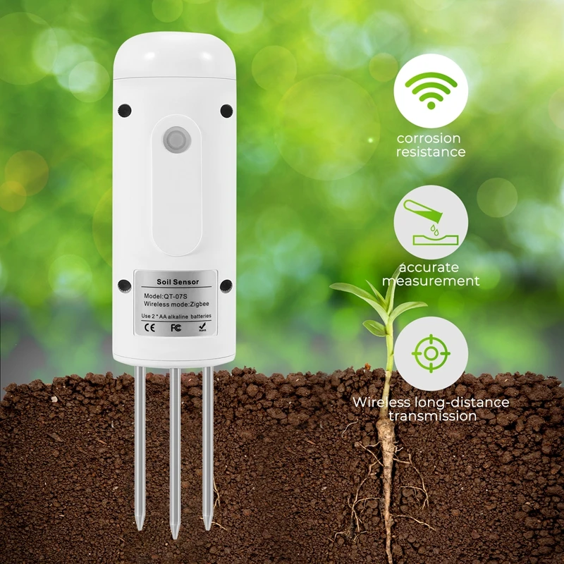 Tuya Zigbee Wireless Soil Moisture Meter Temperature Humidity Tester IP67 Waterproof  For Garden