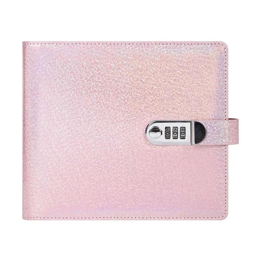 Portable Password Lock Money Saving Binder Loose Leaf Glitter Cash Savings Notebook Large Capacity Cash Storage Book For Adults