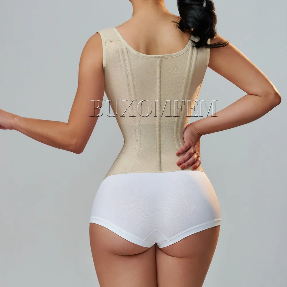 Stylish Fajas Colombianas Shaped Up Fat Burning Adjustable Corset Waist Trainer with Shoulder Straps Girdles for Postsurgical