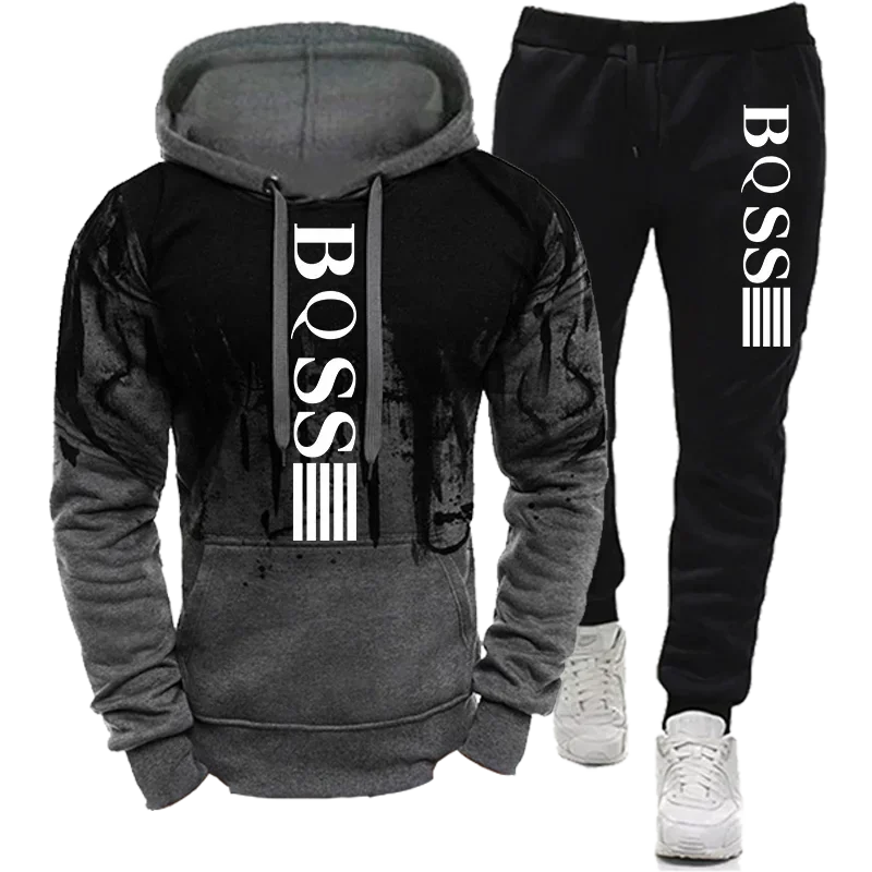 New Men's Sets Autumn Bicycle pullover Hoodie and Pants 2 Pieces Casual Tracksuit Male Brand Running Jogging Sportswear Suit image 2