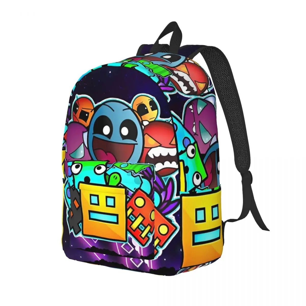 Geometry Cube Gaming Dash for Teens Student School Bookbag Daypack Middle High College Gift