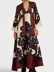 Eid Spring Summer Lace-Up Print Dress For Muslim Women Ramadan Abaya Long Dress Vestidos Largos Dubai Turkey Robe Jalabiya 2025