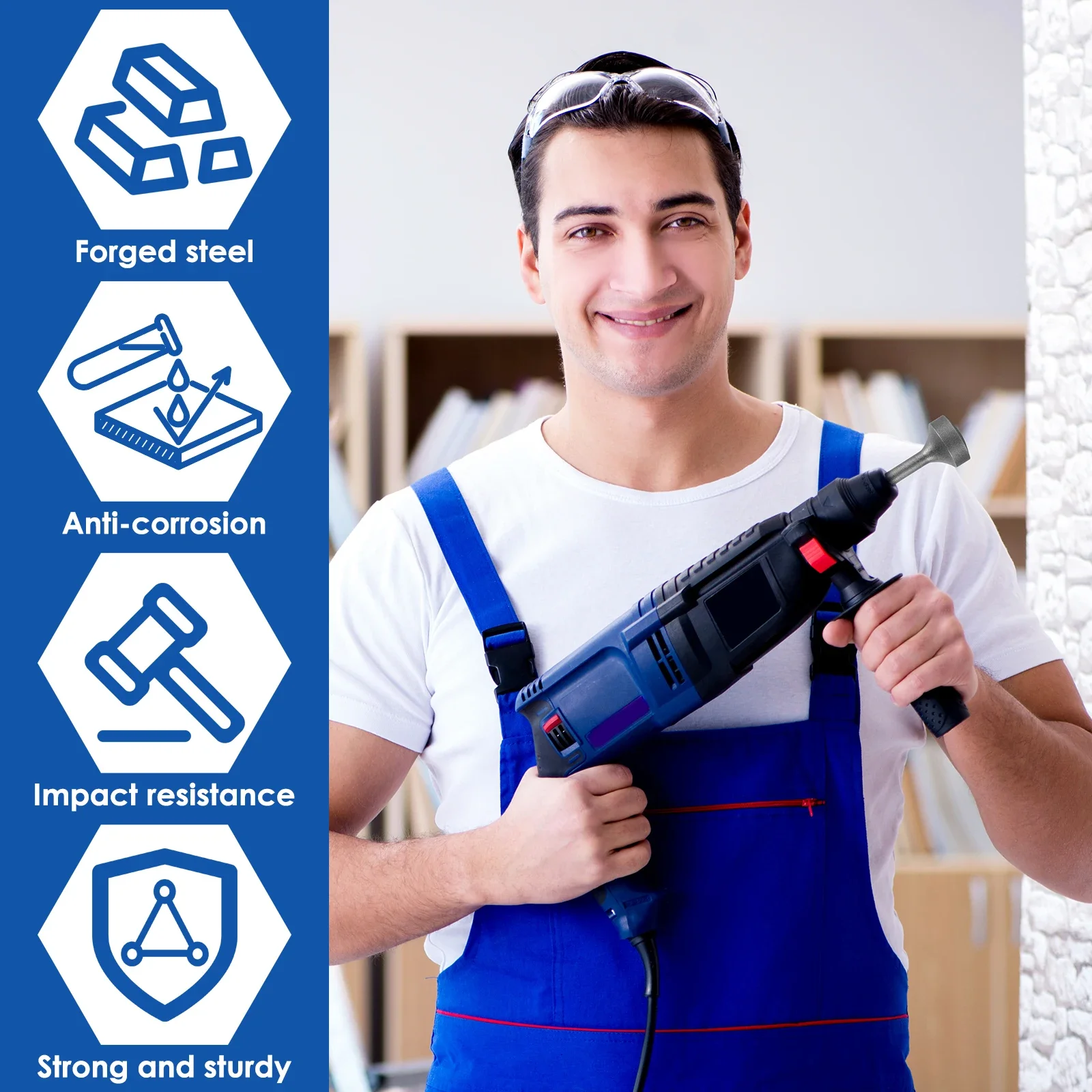 Ground Rod Driver Heavy Duty SDS Plus T Post Ground Rod Driver Tool Metal Forged Steel Drill Bit Driver Not Work with SDS/SDS