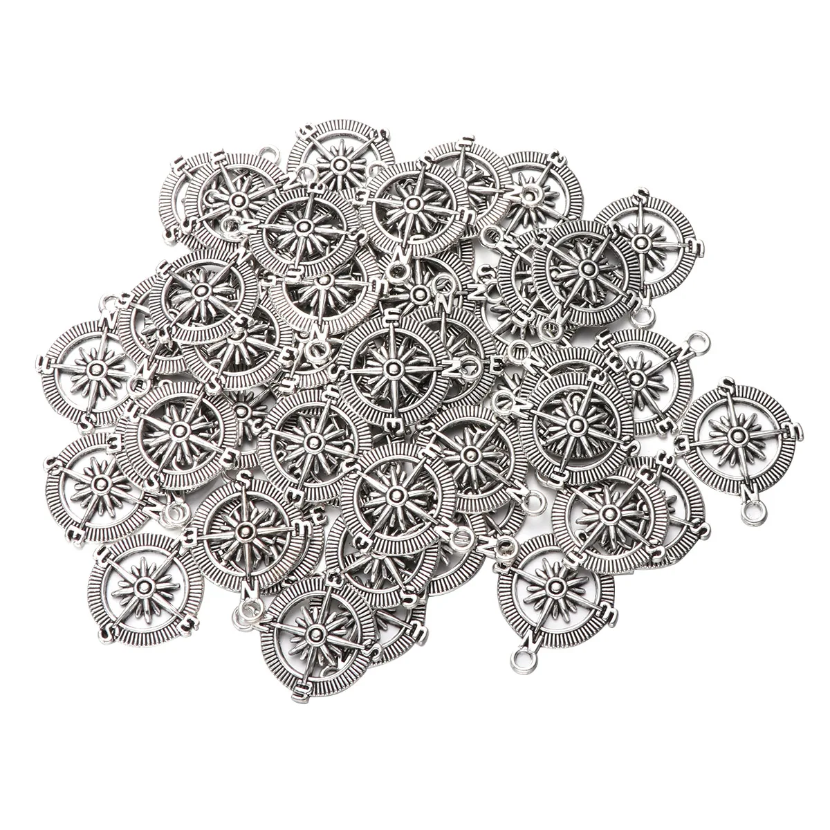

50 pcs Graduation Alloy Pendant Charms Silver Polished DIY Jewelry Making Compass Shaped Accessories Bracelet Project
